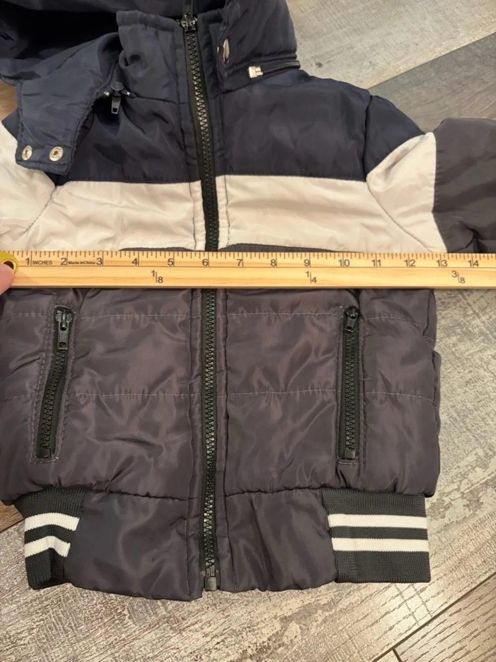 Jeali Sherpa Lined Toddler Puffer Jacket Size 2 Navy Cream
